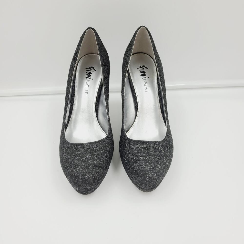 Fioni Night Stiletto High Heels Sparkle Platform Pumps Black, Size 8 PRE-OWNED